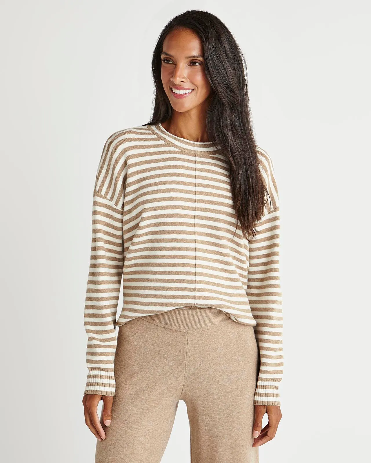 Splendid x Cella Jane Striped Front Seam Sweater