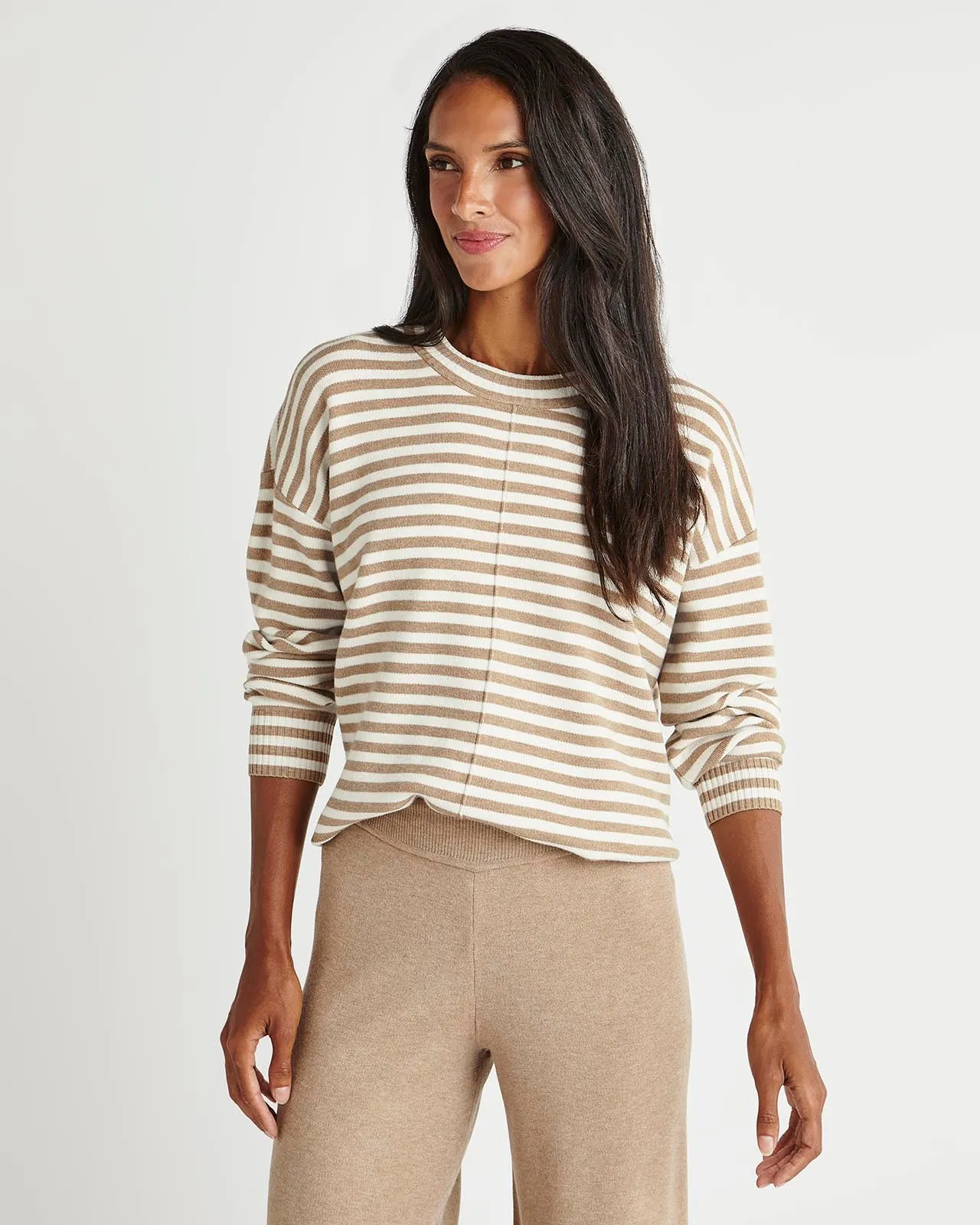 Splendid x Cella Jane Striped Front Seam Sweater