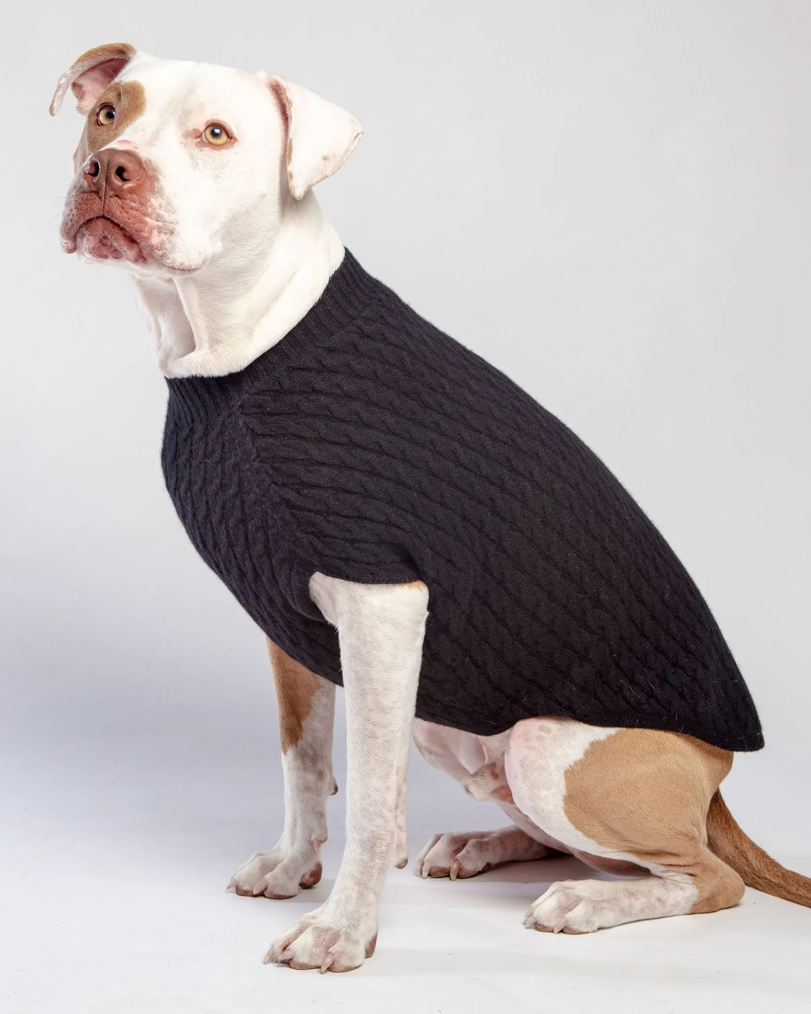 The Uptown Cable Knit Sweater in Black Cashmere (Made in NYC)