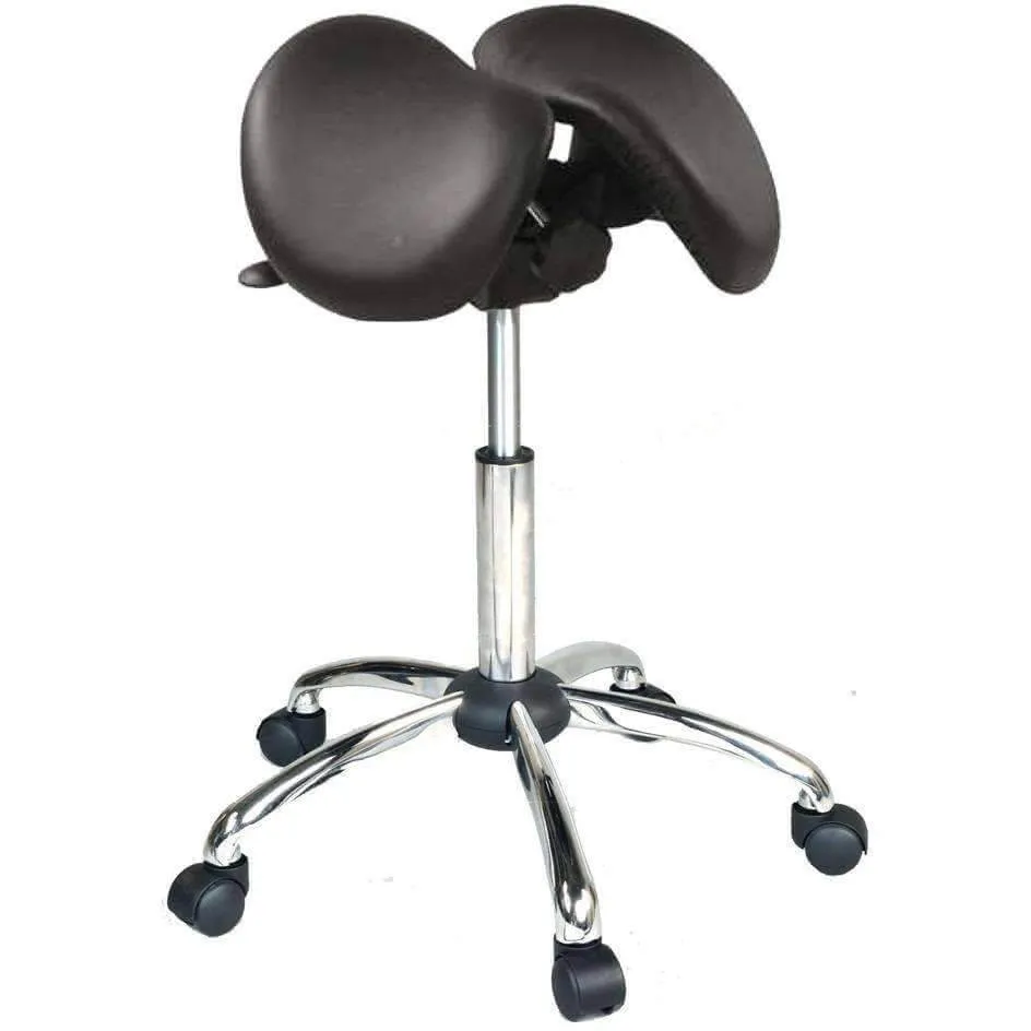 USA Patented Twin Tiltable Saddle Stool with 360 Degree Arm Support