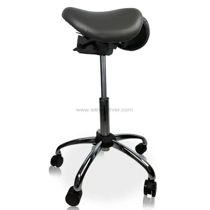 USA Patented Twin Tiltable Saddle Stool with Adjustable Seat Width and Center Gap [GENUINE LEATHER]