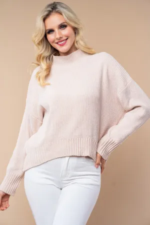 White Birch Solid Color Knit Sweater in Oatmeal